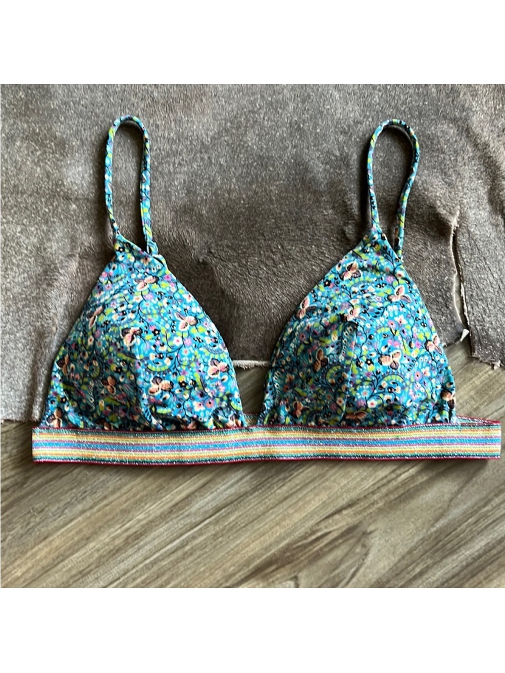 Oseree Swim Metallic Floral Bikini Top